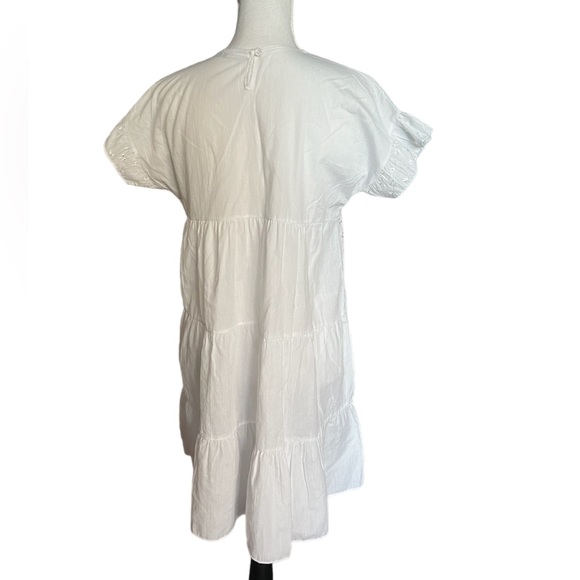 Pretty Little Thing Dress White Eyelet Mini Layered Boho Peasant Size 6 Festival - Picture 6 of 13